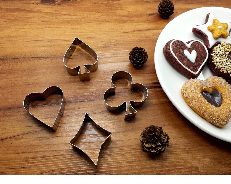 4 stks/partij Poker Cookie Mold Rvs Speelkaarten Cake Fondant Mold Spade Heart Club Diamond Biscuit Cutter PD 010