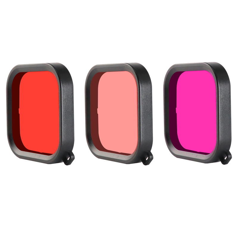 Kit de filtros Paquete de 3 lentes de Color rojo Magenta Filtro de Color rojo para GoPro Hero 5 6 7 negro 45m carcasa impermeable accesorio de carcasa: Kit F