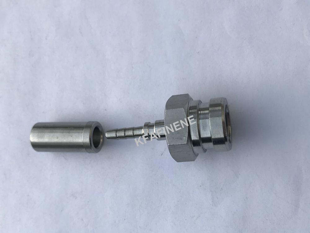 Concave M10x1.25 or M10X1.0 Stainless Steel Material Machine Crimp Female Brake Line Fittings