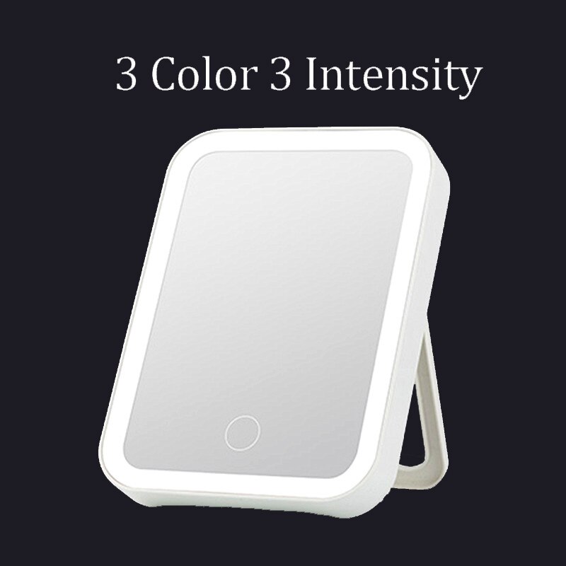 Desktop espelho de maquiagem led espelho cosmético toque dimmer interruptor de mesa espelho do banheiro quarto espelho de maquiagem dobrável portátil: white 3color
