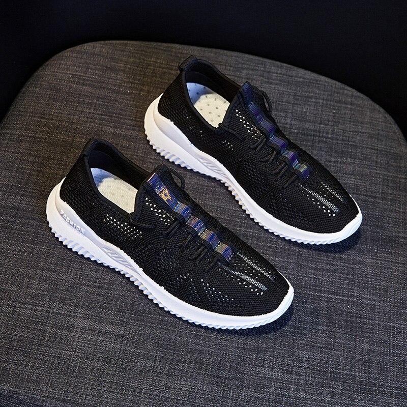 Women's Tennis Shoes - Lace-Up - Breathable Mesh Upper - Rubber Sole - Lightweight & Shock Absorbant