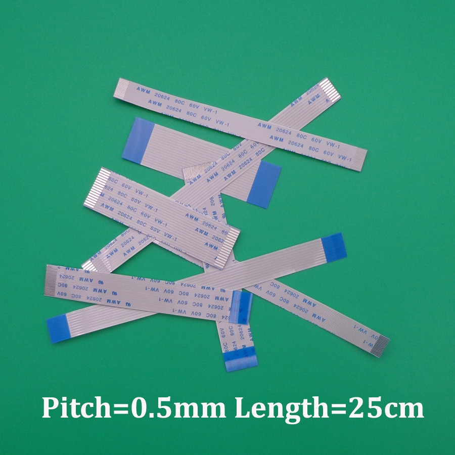 FFC/FPC câble plat flexible | 13Pin 23Pin 33Pin, 43Pin même côté 0.5mm, AWM 20624 80C 60V longueur 25cm 2 pièces