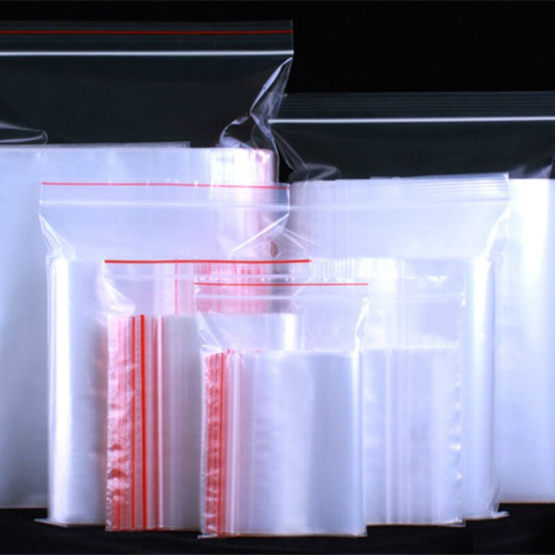 100PCS Jewelry Ziplock Zip Zipped Lock Reclosable Plastic Poly Clear Bags Thickness 0.05mm