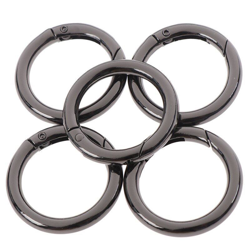 5PCS/Lot Round Ring Circle Spring Snap For DIY Keyring Hook Bag Buckle Handbag Purse: Black