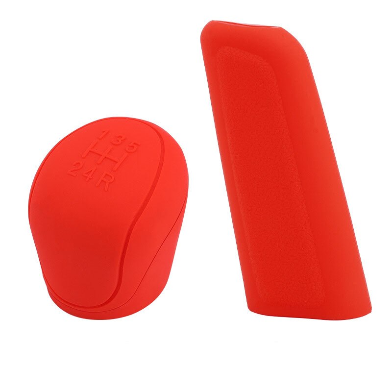 Pomo de palanca de cambios de silicona para coche, cubierta de perilla de freno de mano, funda protectora de piel, estilo de coche: 2pcs(Red)