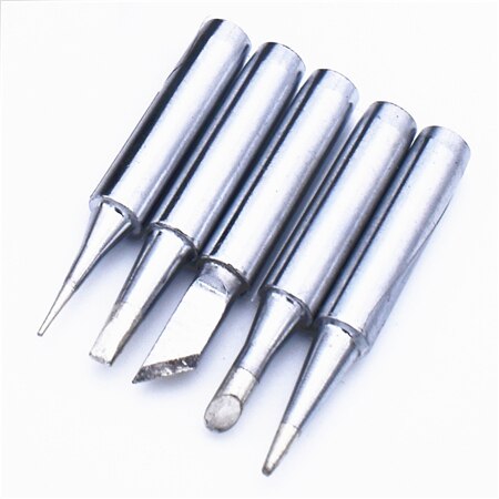 EU Plug 220V 60W Electrical Soldering Iron Kit with Power Switch 5 Solder Tips Adjustable Temperature Welding Rework Repair Tool: 5pcs Welding Tips