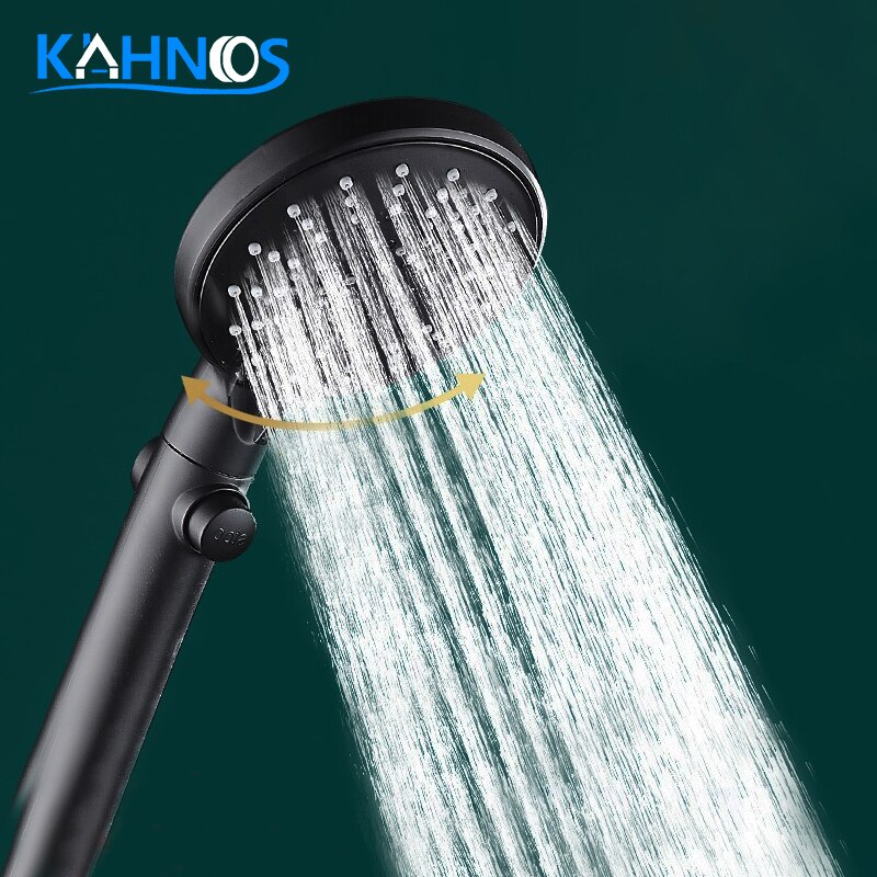 Water Saving Shower Head Black Adjustable High Pressure Shower One-key Stop Water Massage Shower Head For Bathroom