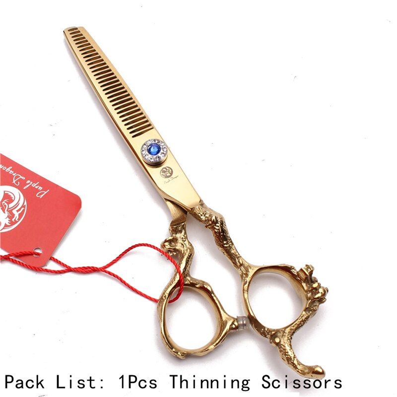 5.5" 440C Gold Hair Scissors Straight Shears Thinning Shears Dragon Handle Hairdressing Scissors Z9003: Z9003 Jin T 5.5N