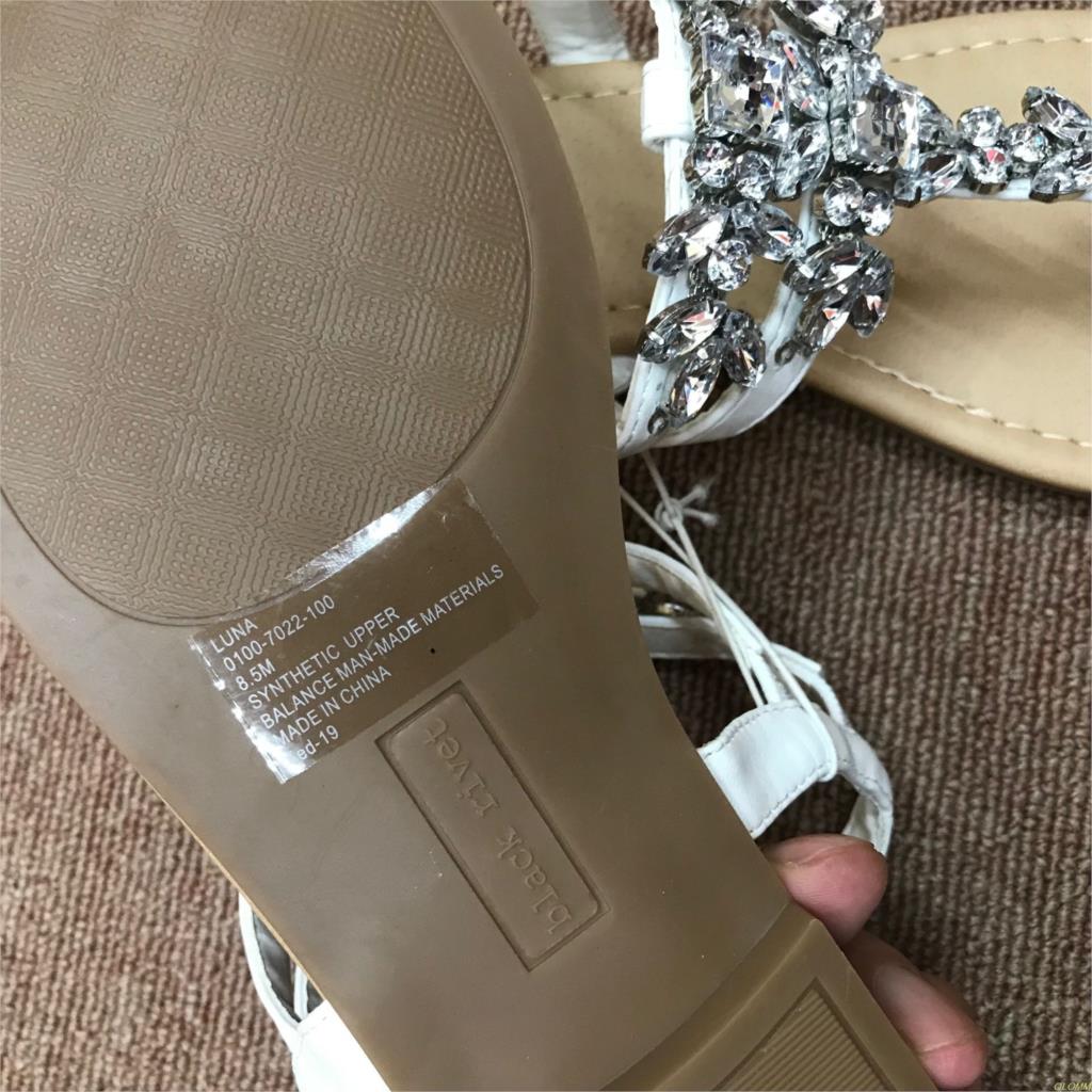 Sandalias planas de boda para mujer, zapatos con diamantes de cristal de talla grande, sin cordones, Blanco nupcial, talle grande, con punta de perla ostentosa, zapatos con aro
