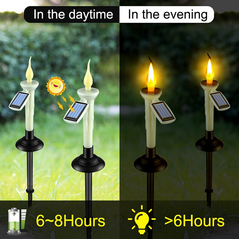 Velas solares para ventana con candelabros, luz LED impermeable, recargable, para exteriores, jardín, césped, decoración interior del hogar