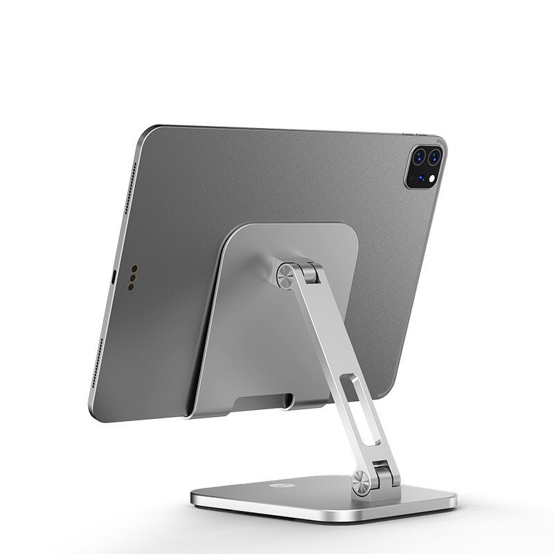 Bærbar stativ stigerør høydejusterbar aluminium sammenleggbar nettbrettstativ skrivebord notisbok kjøleholder til macbook 11-17 tommer: til nettbrett-pc-sølv