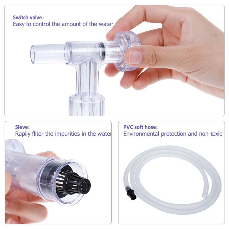 Akvarium fisketank rensesett, rense grus filter pumpe, akvarium grus vakuum sifon sandrenser
