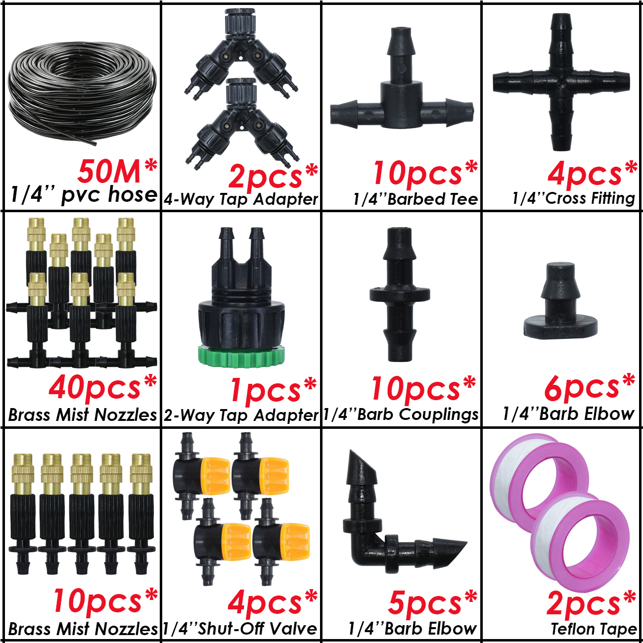 KESLA 5M-30M Gartenbewässerung draussen Beschlagen Kühlsystem Bewässerung 1/4'' Durcheinander Zerstäuberdüsen 4/7mm Schlauch Terrasse Gewächshaus: Blau