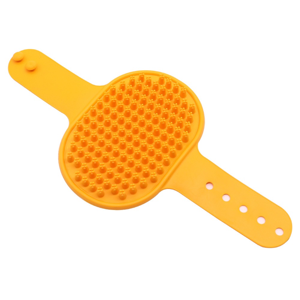 Brosse de bain en silicone souple pour animaux de compagnie, outil de massage de toilettage pour chiens et chats, étanche, élimine les poils durables: Black