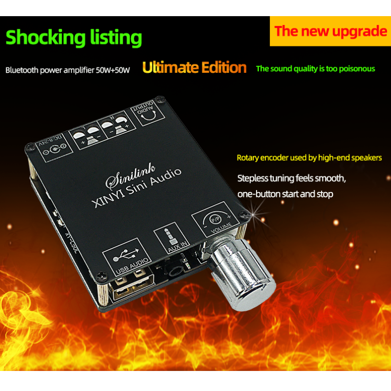 C50L 12V 24V MINI Bluetooth 5.0 Wireless Audio Digital Power amplifier Stereo board 50Wx2 Bluetooth Amp Amplificador AUX USB APP