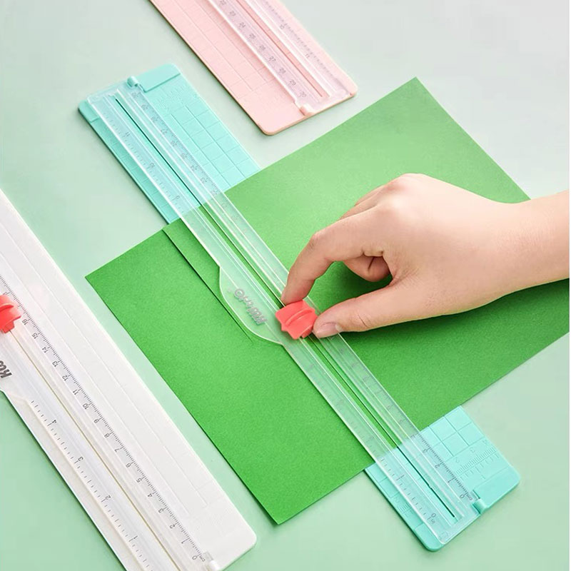 1PC Paper Cutter Portable Cutter Paper Slicer Scrapbooking Tool with Automatic Safety Protection Device and Side Ruler