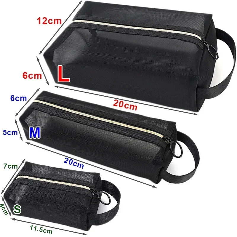 3 rozmiary czarne kosmetyczki mała duża siatkowa przezroczysta kosmetyczka organizator do przechowywania kosmetyków piórniki Neceser Pouch: XL / Black