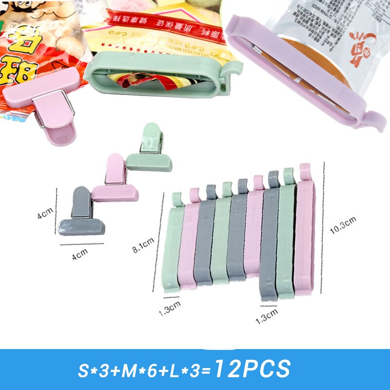 12 Stks/partij Bag Clips 3 Size Abs Voedsel Zak Clips Naadlasmachines Draagbare Voedsel Opbergtas Clips Klem Voor zakken Clips Voor Tassen: Model 1