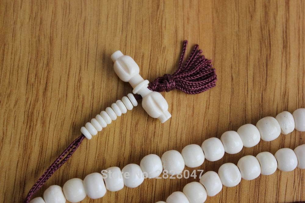 ML140 Ethnic Tibetan 108 Beads White Yak Bone Rosary 8mm Tibet Buddhist Bone Prayer Beads Mala Necklace Bracelets