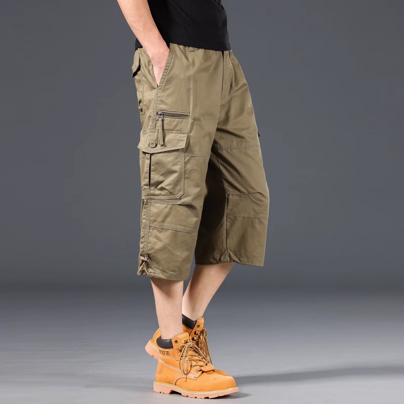 Short d'été ample et décontracté pour hommes, tendance, taille élastique, grande taille, jogging en plein air, pantalon de survêtement multi-poches