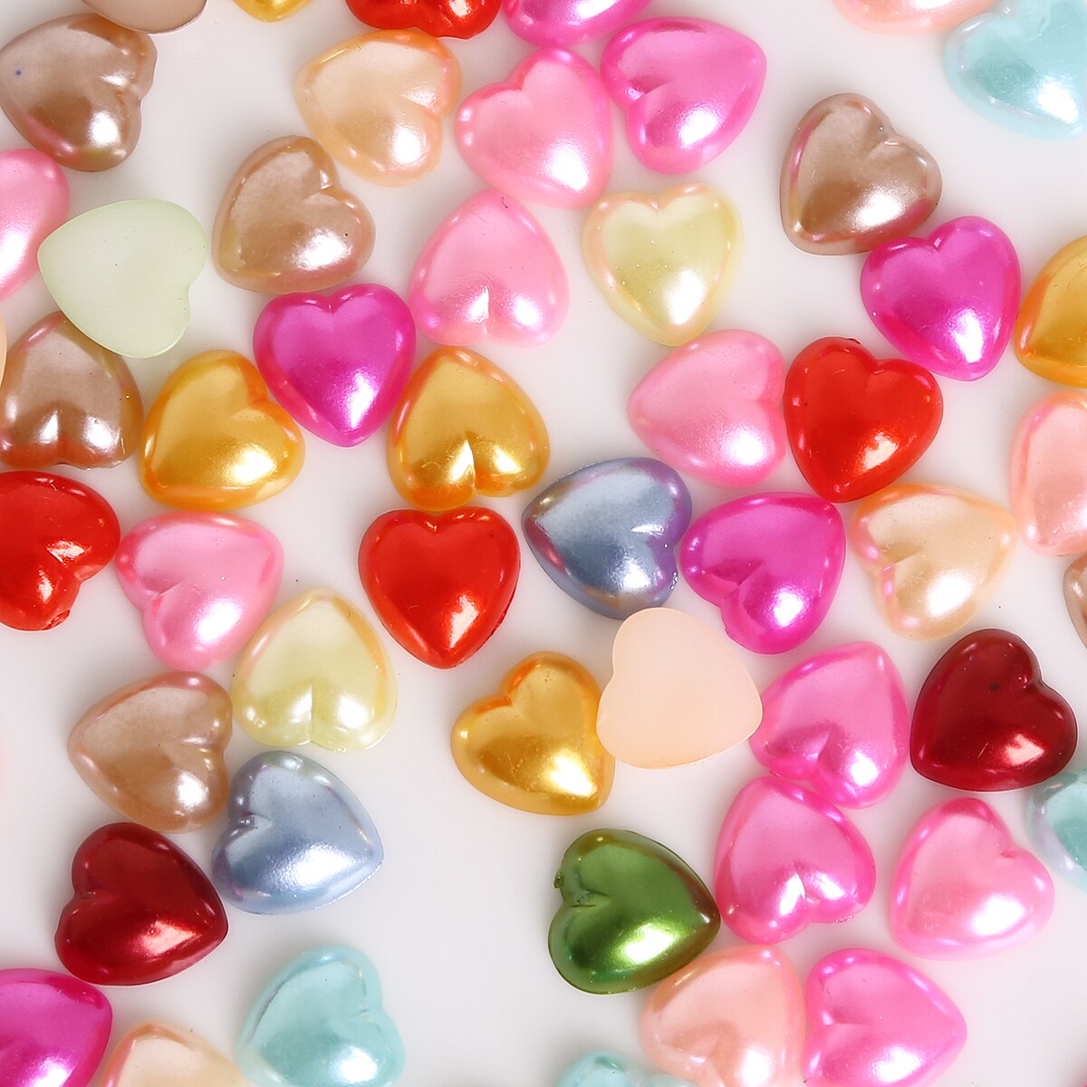 50/100/200/300Pcs/lot heap imitation white plastic half pearl heart beads 3/4/6/8/10/12mm flatback cabochon Scrapbooking Crafts