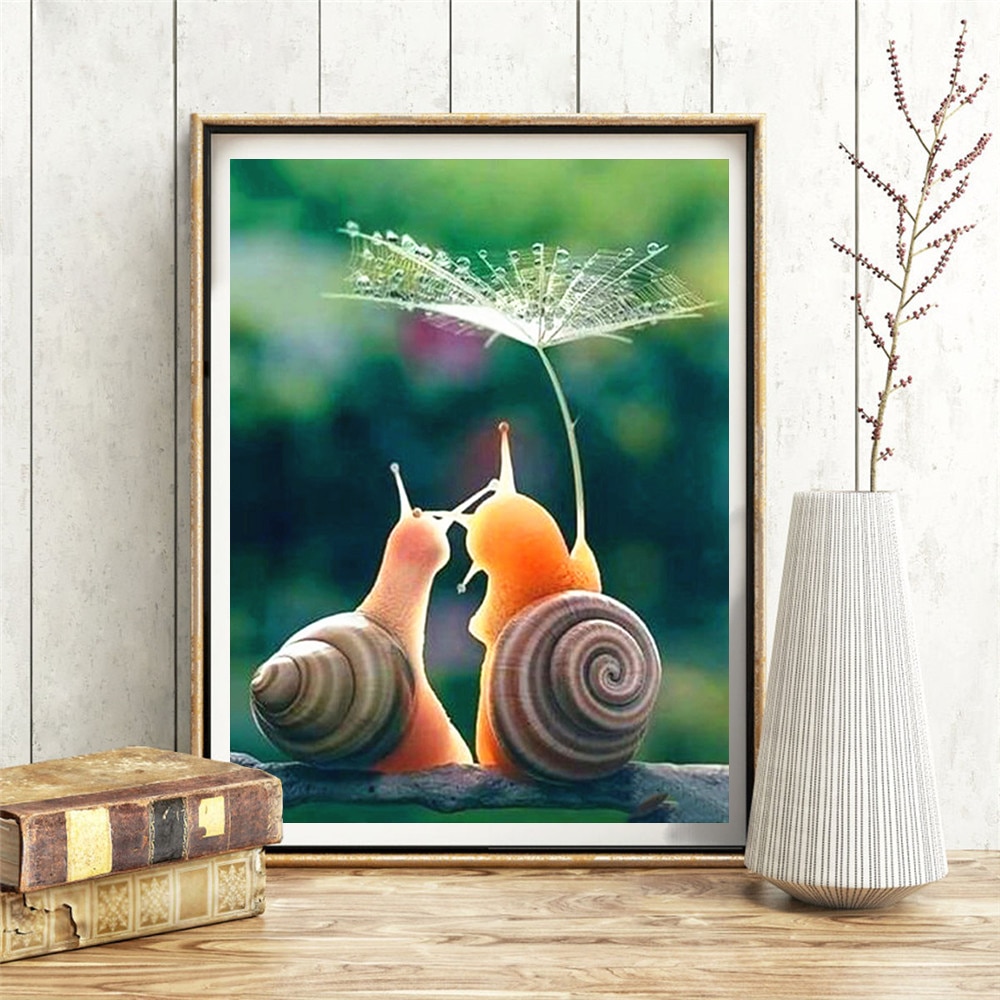 Huacan – peinture diamant thème escargot, broderie complète 5d, perles carrées ou rondes, à faire soi-même, décoration artistique pour la maison