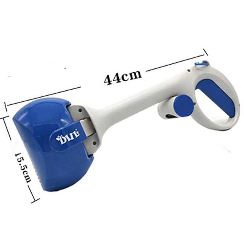 Portable Pet Pooper Scooper 2 In 1 Pick Up Holder Outdoor Waste Cleaning Tools with 1 Roll Poop Bags dog cat Pooper Scooper Pet: Large blue