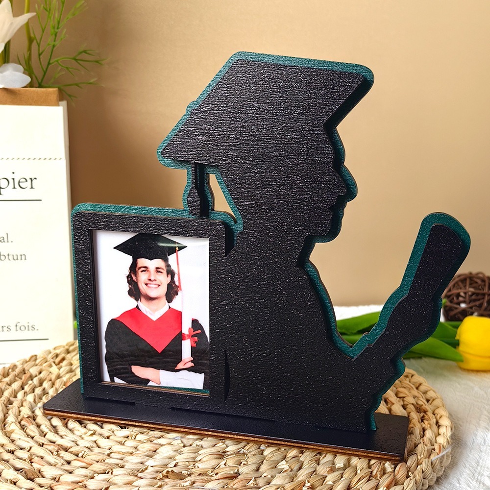 Vintage Graduation Theme Picture Frame Rustic Celebration Wooden Photo Frame Festival Handmade Picture Frame Stand