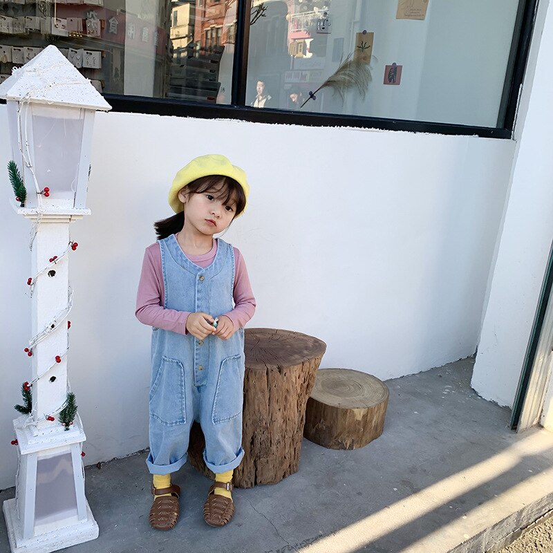 Lente peutermeisjes jumpsuit koreaanse denim overalls voor jongens 2 3 4 5 6 jaar kinderbroek casual kinderjeans