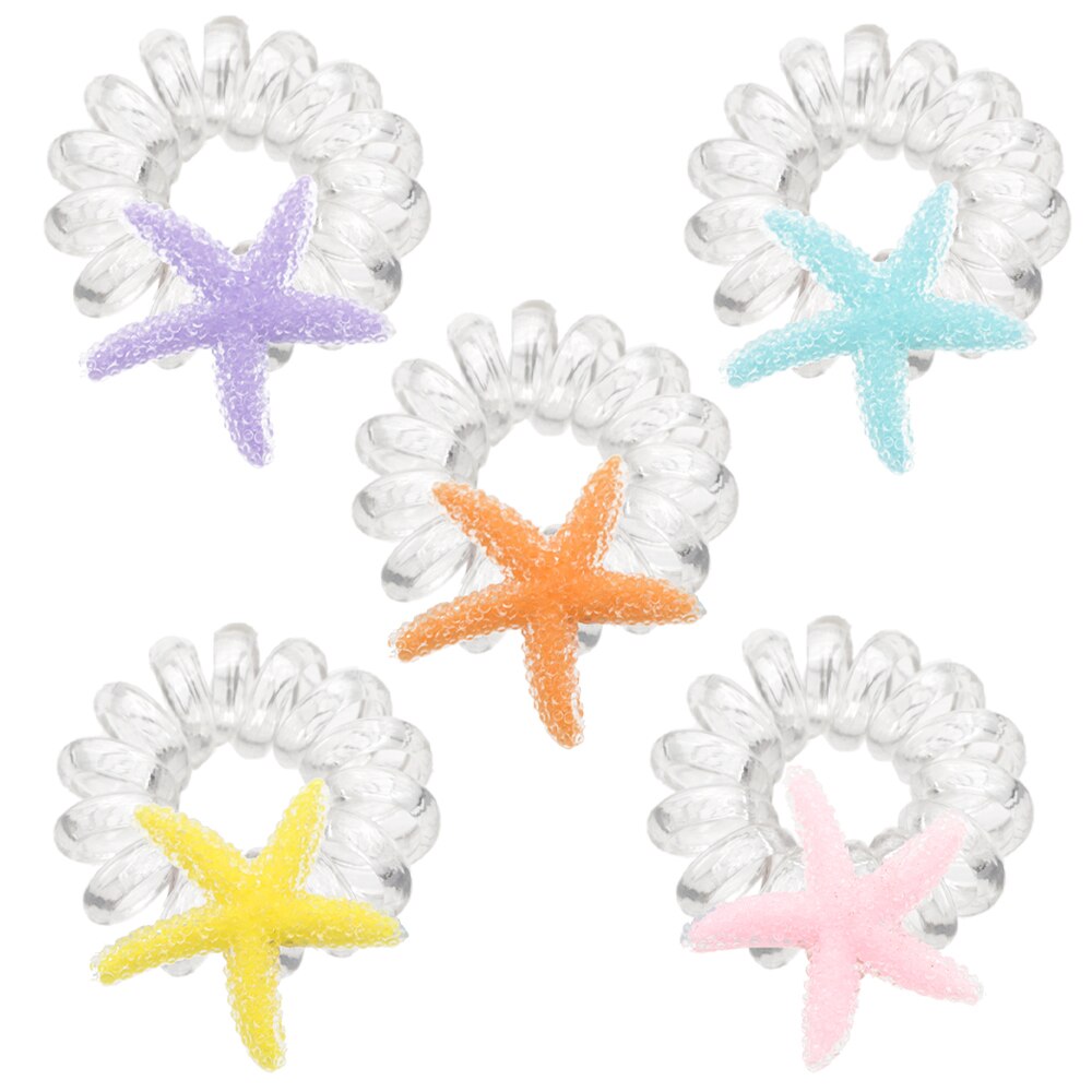 Estrella de mar mariposa transparente elástico pelo Scrunchies teléfono bobina, titular de cola de caballo elástico, cuerda de lazo de pelo para las mujeres, 10Yc12700