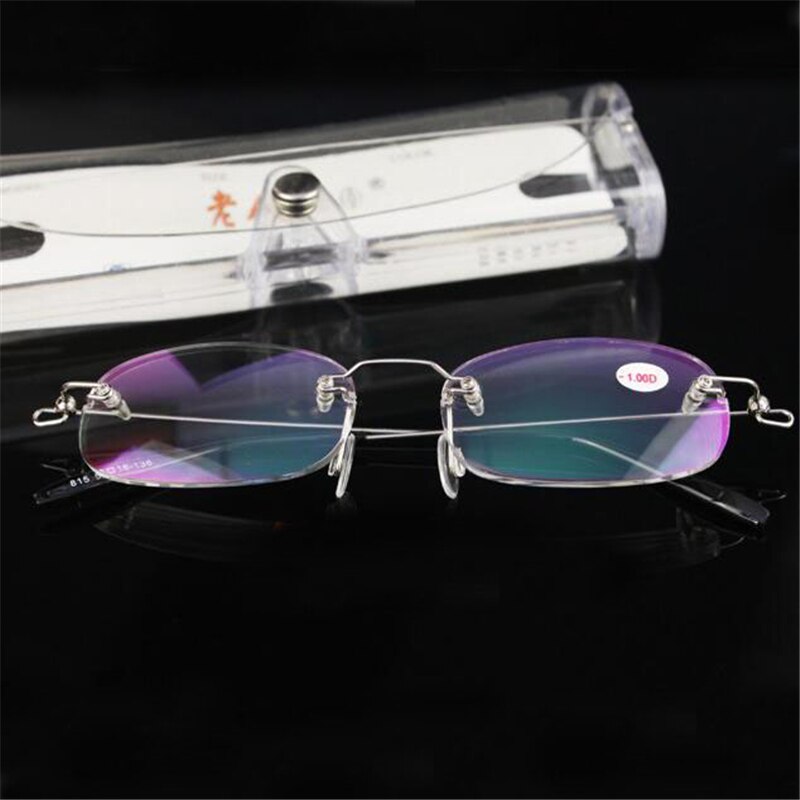 Gafas de resina sin marco para miopía, lentes ultralivianas en caja para miopía, para hombre y mujer, 1,0-1,5-2-2,5-3-3,5-4,0