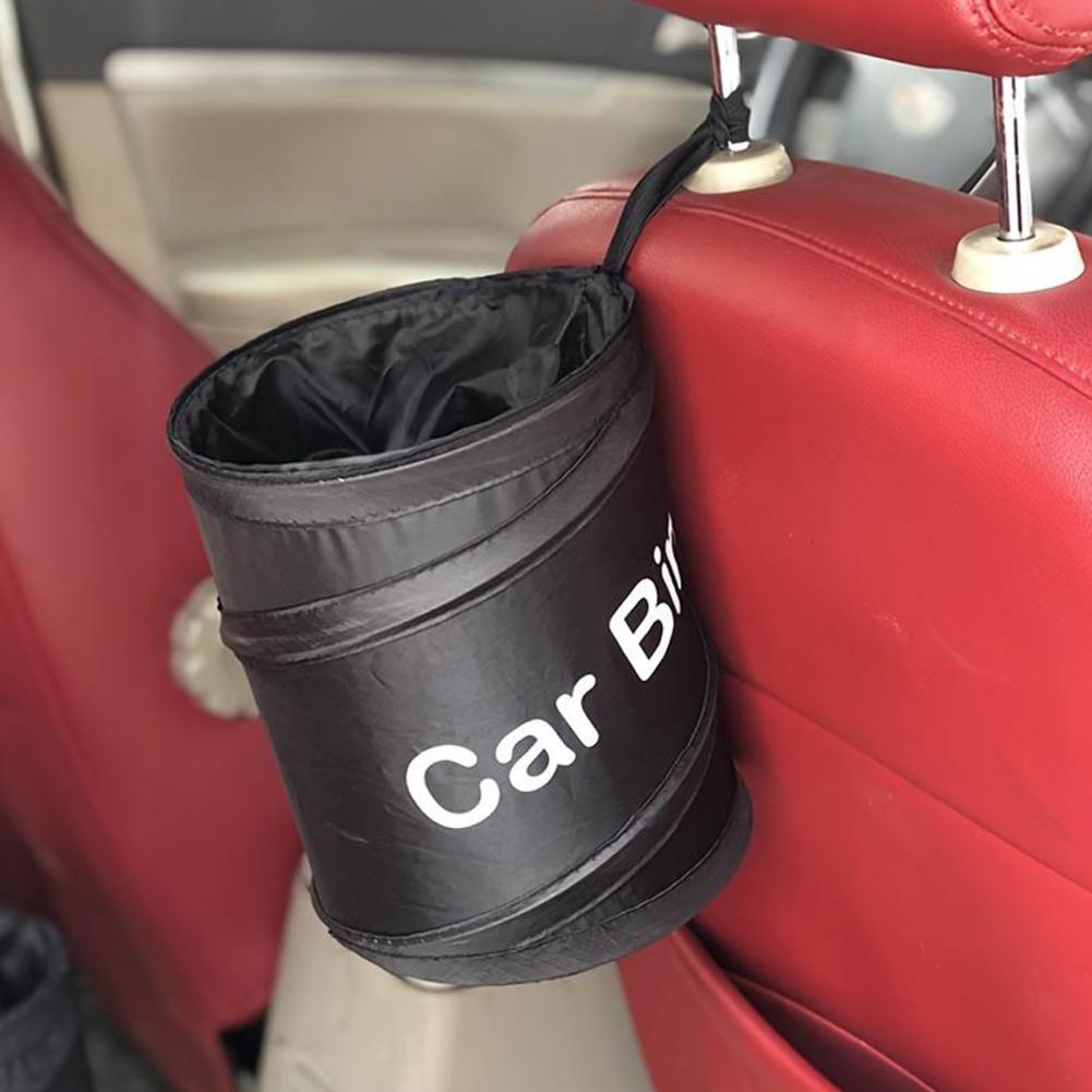 Car Trash Can Foldable Car Garbage Bin with Fastener Tape Large Capacity Waste Bin Easy Installation Collapsible Rubbish Holder