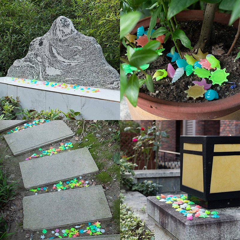 50/10pcs Glow in the Dark Garden Marine Luminous Stone Shell Conch for Walkways Garden Path Patio Lawn Garden Yard Decor