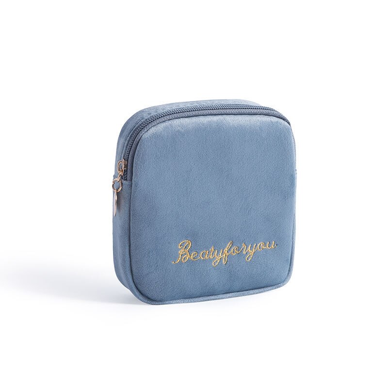 Meisjes Luier Maandverband Opbergtas Fluwelen Maandverband Tassen Sieraden Organizer Oortelefoon Pouch Cosmetische Geval: blue
