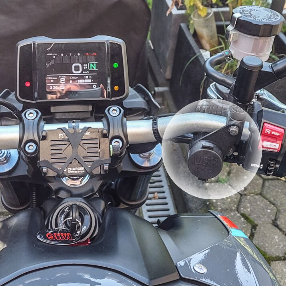Double prise USB pour moto Yamaha MT09, – , MT07, toutes années, Charge rapide, téléphone, Ipad, accessoire électronique