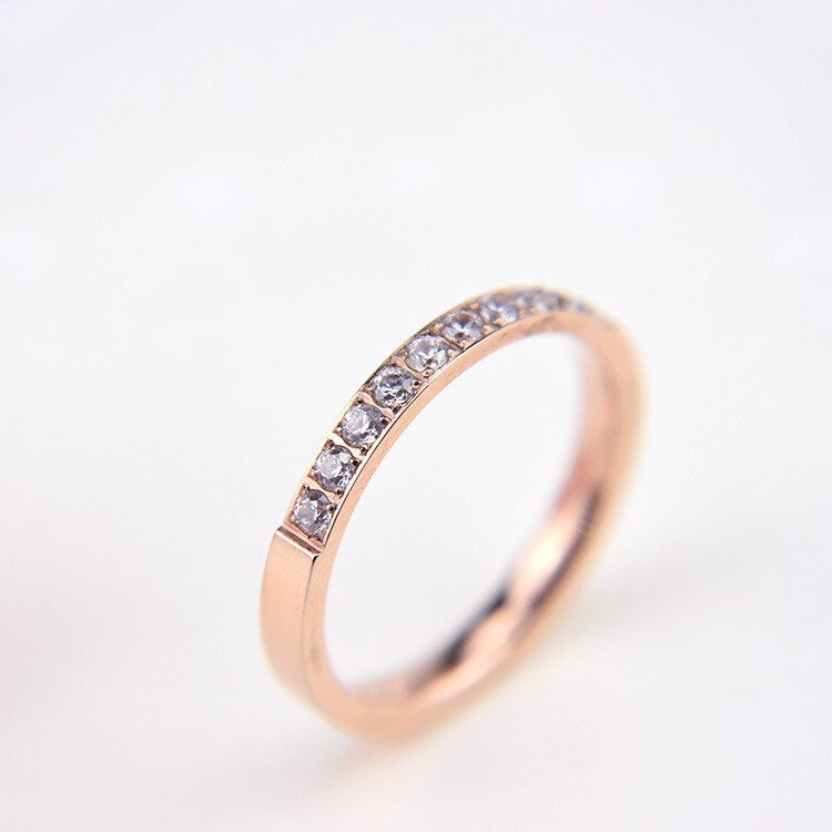 Hochwertige ringe in roséGold-farben mit aaa-zirkonia für damen und herren, aus edelstahl, Ideal für hochzeiten und valentinstag, farbecht.: 8