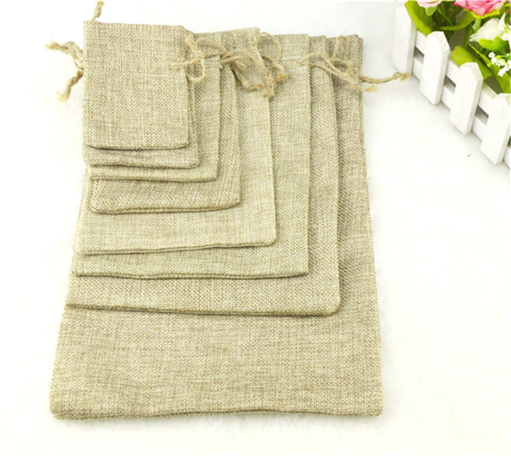 1Pc (11 Maten) herbruikbare Jute Tassen Sieraden Tassen Pouch Wedding Party Opbergtas Valentijnsdag Sieraden Koord Pouches: 20x25cm