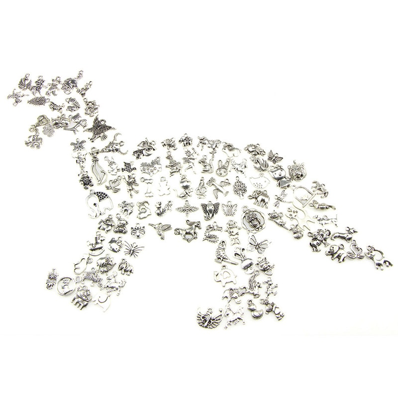 Neue Retro Silber 100 stücke Masse Verlost Mix Tier Charm Anhänger DIY Schmuck