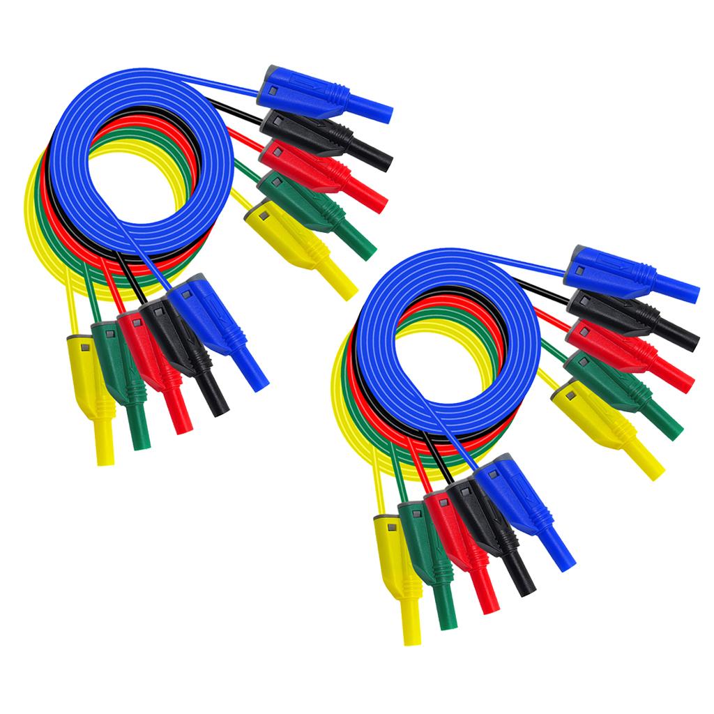 10 pces 14awg silicone 4mm banana para banana plug teste cabo de sonda 1m