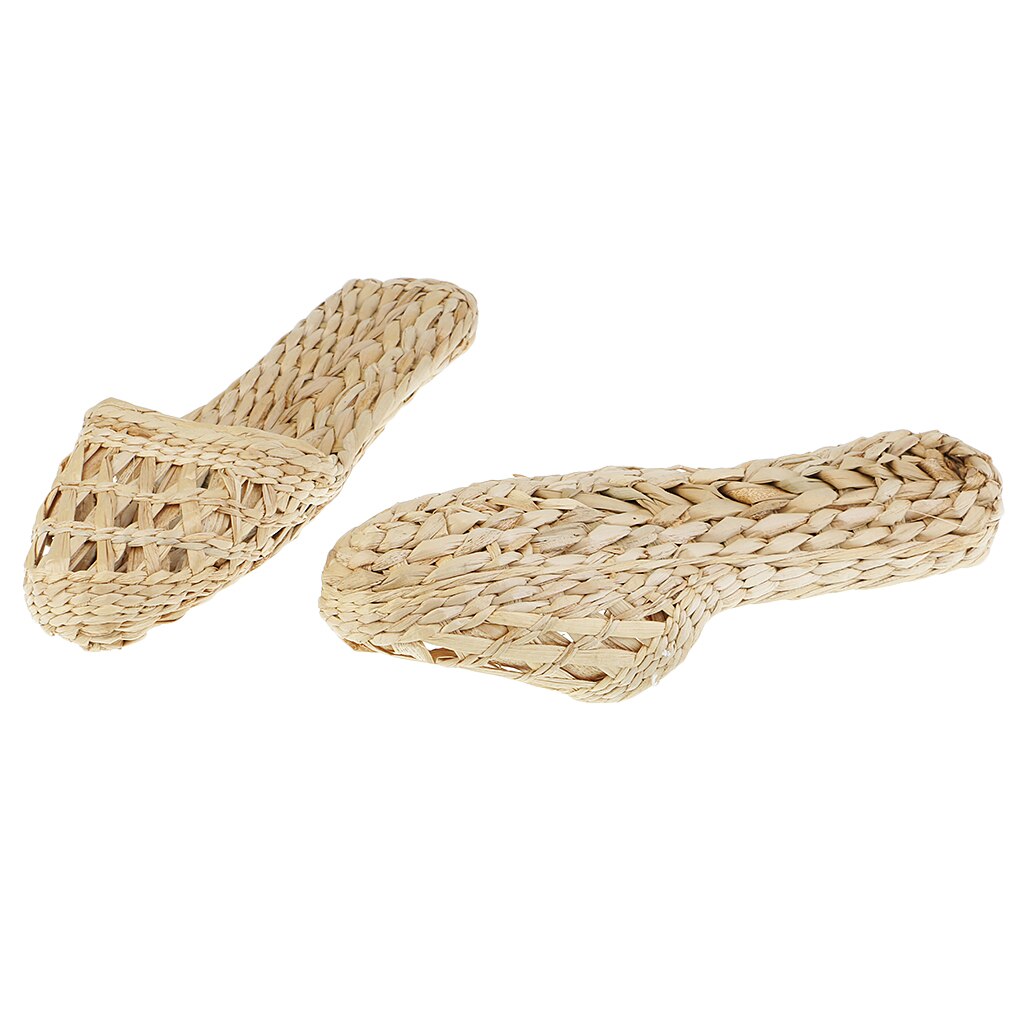1 paar Handgemachte Stroh Rattan Gestrickte Hausschuhe Sommer Sandalen Flache Sandale Pantoffel Radom Schiff