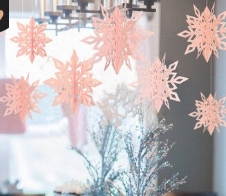 6pcs/set 3D cardboard hollow Snowflakes Hanging decorations Christmas Year decorations for the home party decorations Natal: C