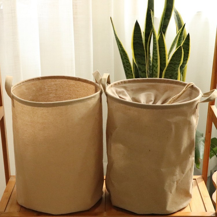 Cesto para la colada de tela de lino y algodón, cesta grande plegable para ropa sucia con cierre de cordón, contenedor de almacenamiento de ropa sucia estilo INS