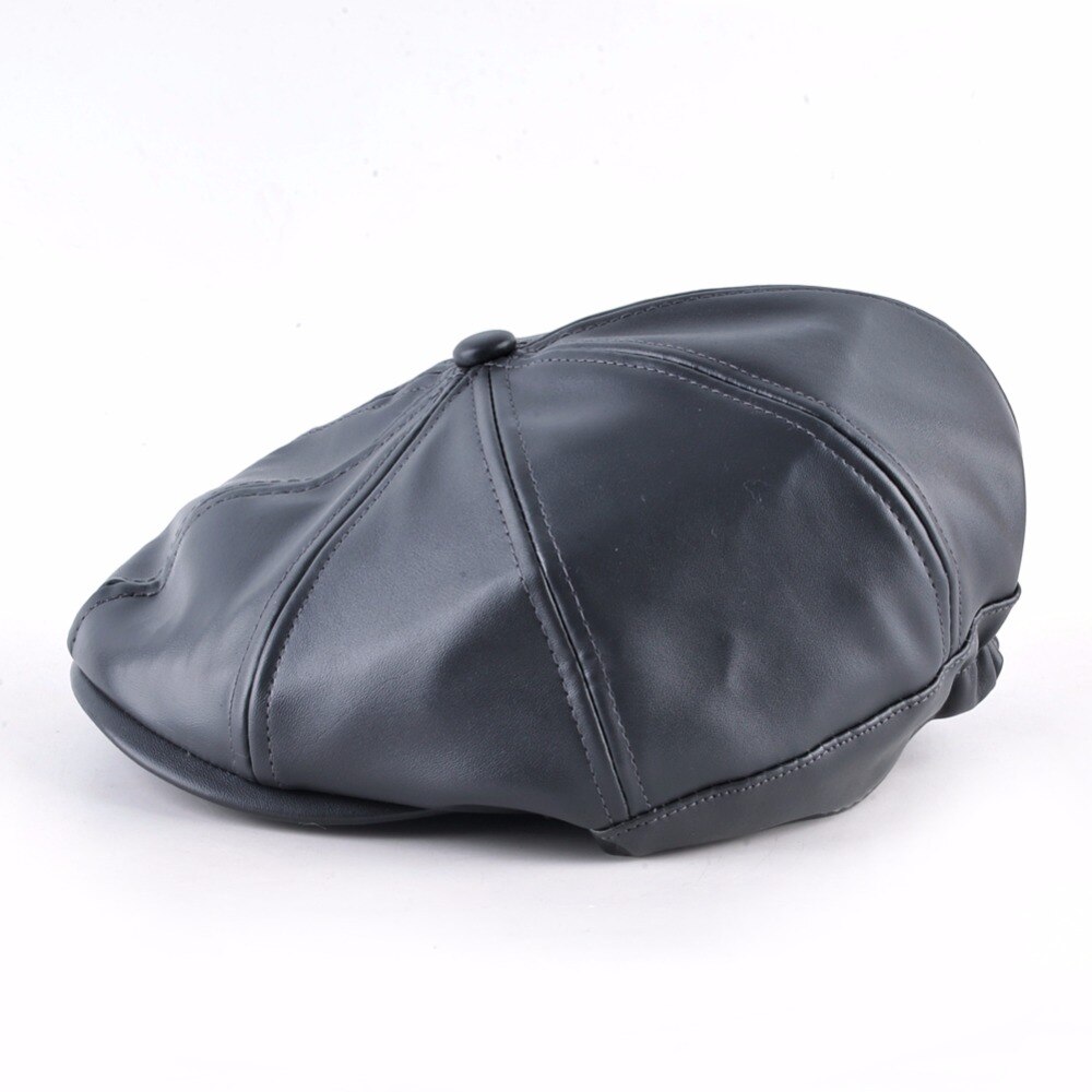 Boinas de cuero sintético para hombre y mujer, gorros octogonales de piel sintética con visera, informales, planos, Unisex, para invierno y otoño
