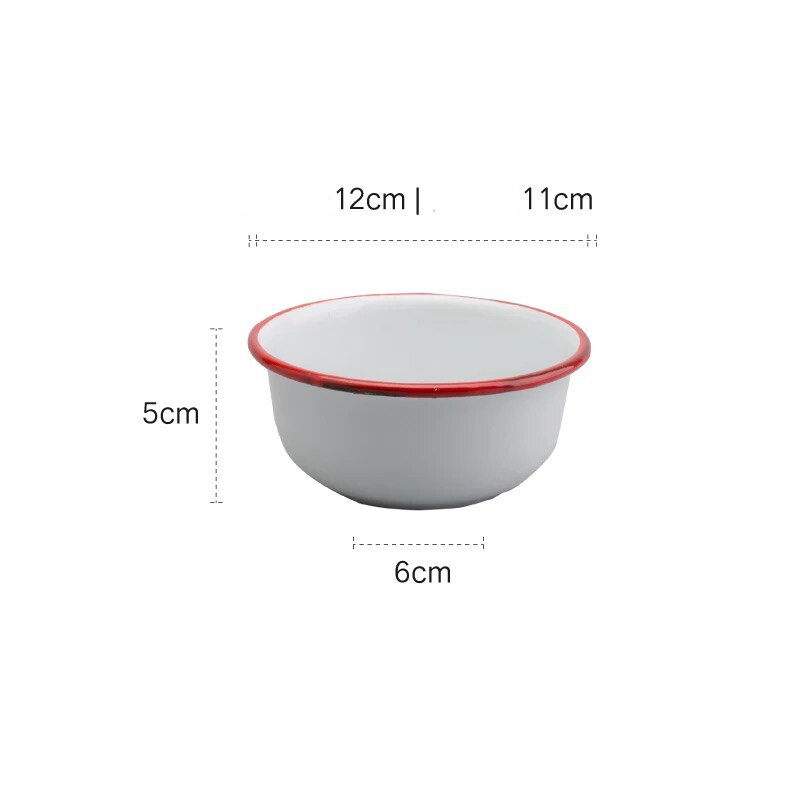 Japanese Ceramic Red and Blue Edge Enamel Bowl Household Large Rice Bowl Soup Noodle Dessert Bowl Kitchen Tableware: 350ml Red