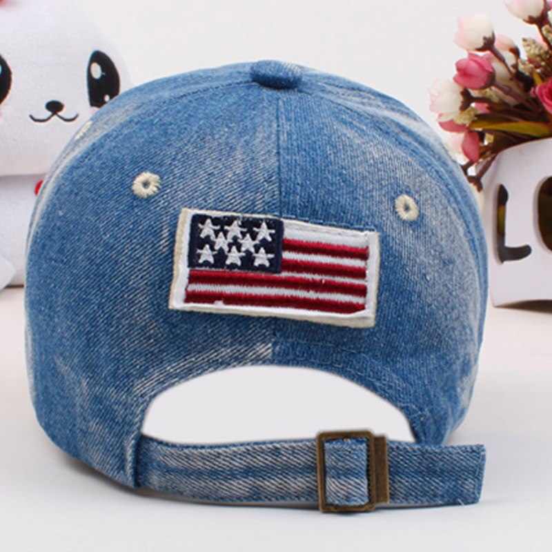 Kinderen jongens baseball pet zomer peuter kinderen vader hoed jeans casual hip hop letter denim zon snapback pet blauw