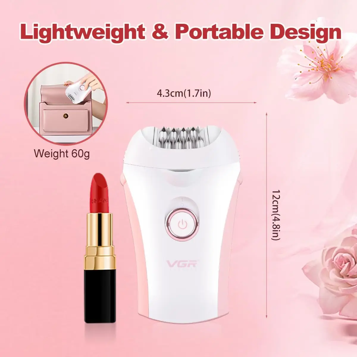 VGR epilateur visage pour femme epilateur electrique femme brosse cheveux femme Épilation Épilateur Électrique Corps de jambe Rechargeable Aisselles Portatif Deux vitesses Épilateur pour femmes V-705