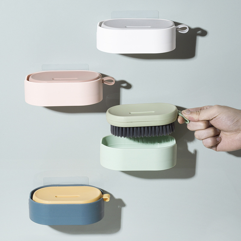 Cepillo para la limpieza de la ropa con bandeja, limpiador de polvo de cepillo, herramienta de baño de cocina para ropa, zapatos, Bol, olla, nórdico, PBT PP