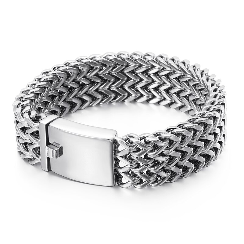 Kalen Rvs Link Chain Armbanden Hoge Gepolijst Dubai Gold Mesh Armbanden Mannen Cool Sieraden Accessoires: Silver Color 18mm / 22cm