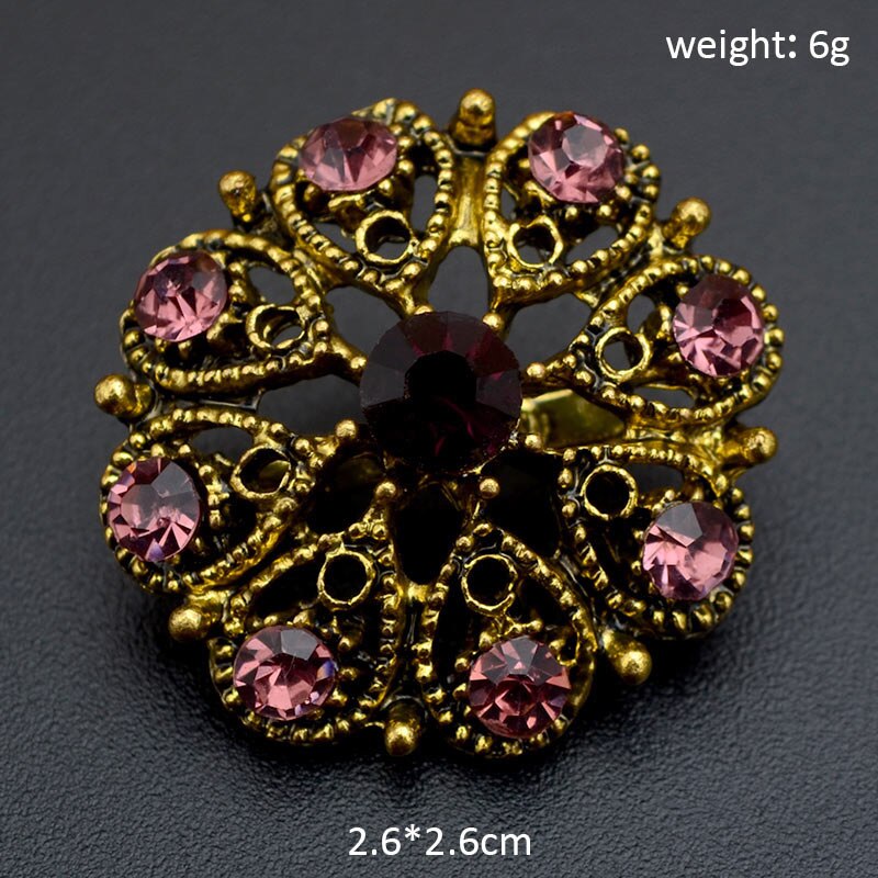 Broche Pin 25 Kleuren Vintage Kleurrijke Crystal Gold Bloemen Rhinestone Broche Pin Badge Diy Strass Accessoires Party Bruiloft