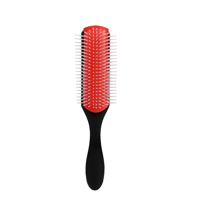 Cepillo de pelo de masaje para desenredar de 9 filas, cepillo para pelo rizado, peine extraíble de nueve filas, cepillo de pelo húmedo de plástico: Verde